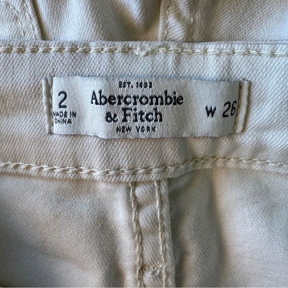 Abercrombie & Fitch White Denim Women's Ankle Zip Jeans Ivory Size 2 Stretch Y2K - Picture 2 of 16